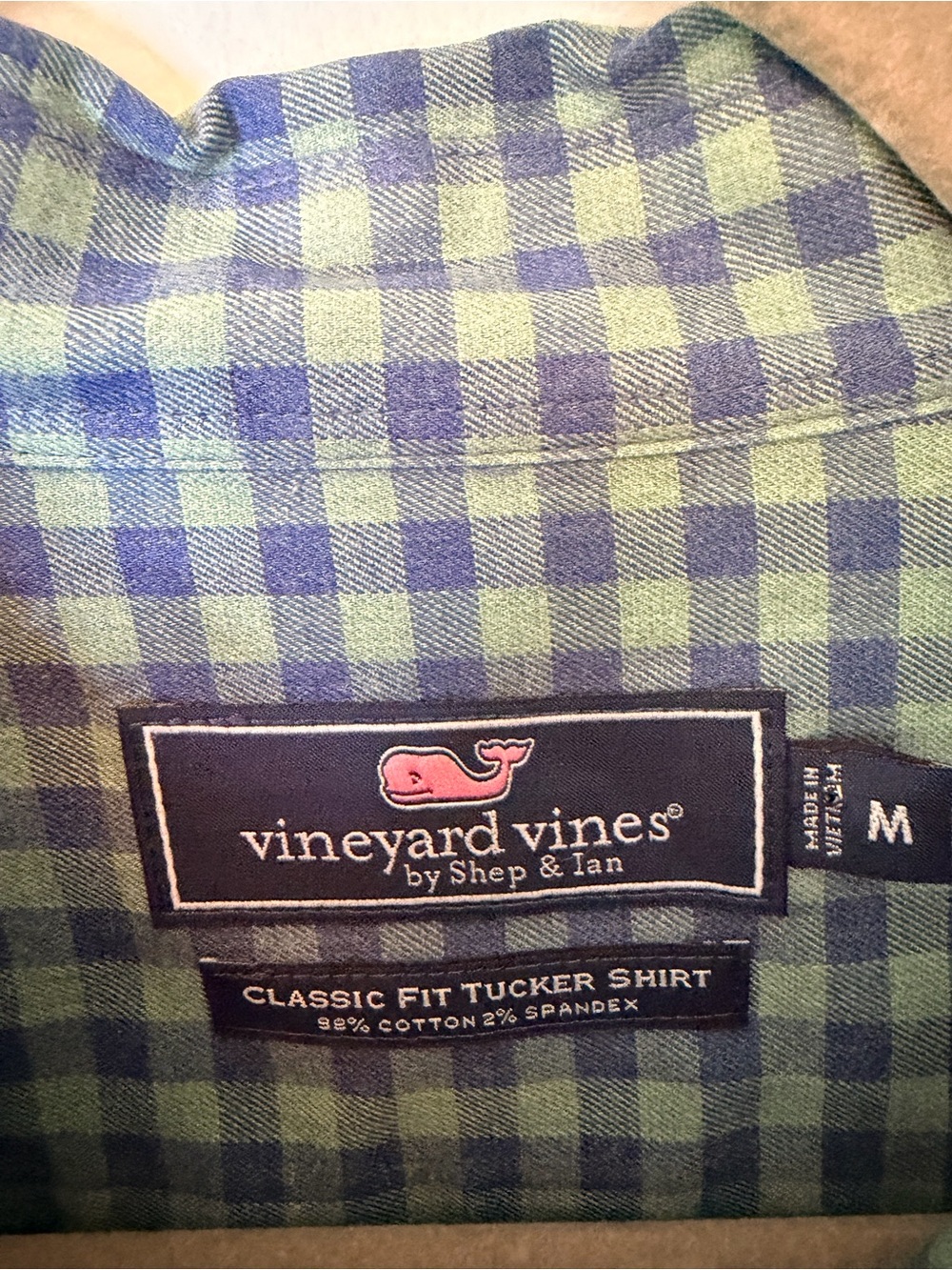 Vineyard Vines Blue and Green Plaid Classic Fit Button-Down Shirt